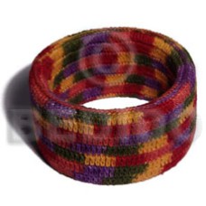 natural wood bangle in multicolored crochet height =42mm