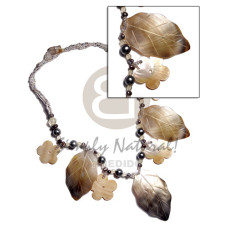 2 rows rainbow glass beads with pearl