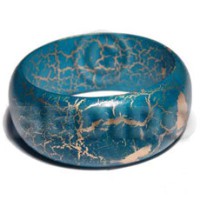 natural wood bangle in ocean blue