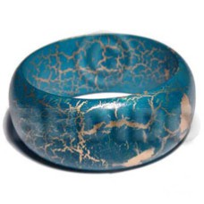 natural wood bangle in ocean blue