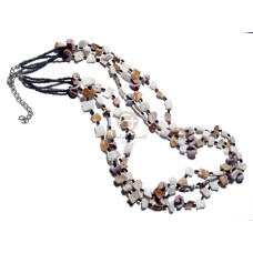 2 rows amber glass beads with buri
