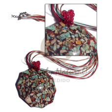 6 rows tan red mint green wax cord with