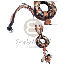 5 layers peach.black wax cord leather combination with
