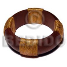 natural wood bangle in brown with gold