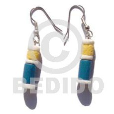 dangling yellowithblue wood tube with whiteclam