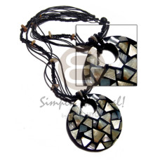60mm round mother of pearl shell (MOP) chips inlaid on black