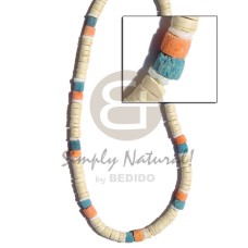 8mm coco heishe bleached with orange blue limestone wjite