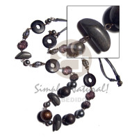 asstd wood beads in ash metallic tone