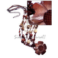 3 rows brown wax cords with buri