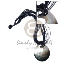 45mm round blacklip shell pendant on 2