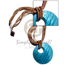 45mm round aqua blue kabibe shell pendant