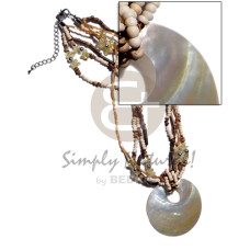 45mm round mother of pearl shell (MOP) shell pendant on 4
