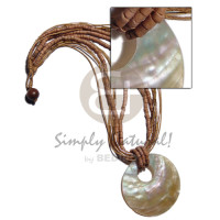 45mm round mother of pearl shell (MOP) shell pendant on 2