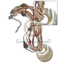 45mm round mother of pearl shell (MOP) shell pendant on 4
