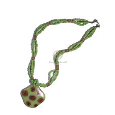 3 layers intertwined lime green glass beads