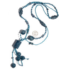 2 rows tassled glass beads with textured