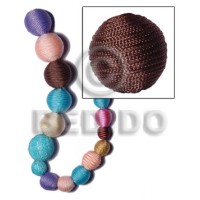 25mm natural white round wood beads wrapped