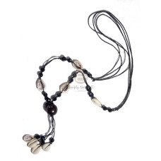 4 rows black wax cord with tassled