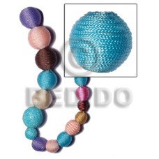 20mm natural white round wood beads wrapped