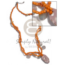 orange intertwined glass beads with dangling 12mm