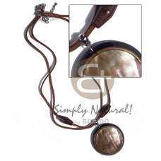 2 layers leather thong with wood beads