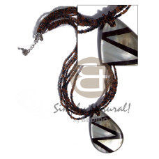 6 layers black and amber glass beads