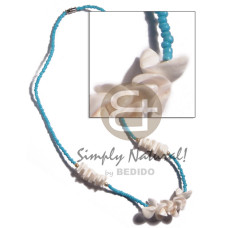 white shells in light blue glass beads