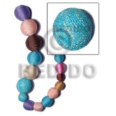 20mm natural white round wood beads wrapped
