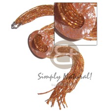 10 rows orange glass and cut beads