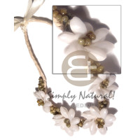 braided flat abaca choker with 5 pcs flower bubble shells and gre
