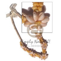braided flat abaca choker with 5 pcs flower sigay cowrie shells a