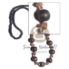 11 pcs. 15mm round wood beads, white clam combination in 4 5mm black c