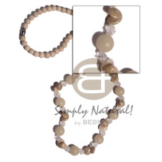 6mm bleached nat wood beads with 10mm buri bead, bonium shells a