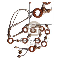 11pcs round 40mm wood ring with wood beads in satin cord metal c