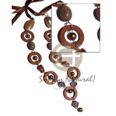 7pcs round 40mm wood rings with wood beads, resin nuggets, buri ti