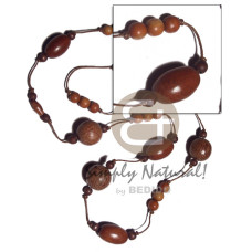4 pcs. oval bayong 15mmx25mm  3pcs 20mm palmwood beads in knott