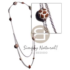 2 pcs. giraffe kukui nuts, wood beads,phil. abalone combination in wax