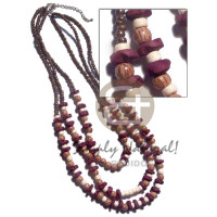 3 graduated rows of 2 3mm coco pklt nat brown with 10mm coco flowe