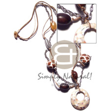 animal print kukui nuts, gold mouth shell and wood beads combination o