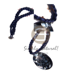 braided navy blue satin cord choker with floral sequins accent and
