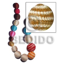 20mm natural white round wood beads wrapped