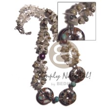 2 layers green mongo shells with resin nuggets and 3 pcs. laminat