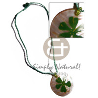 mint green braided wax cord with handpainted 50mm round mop pendan