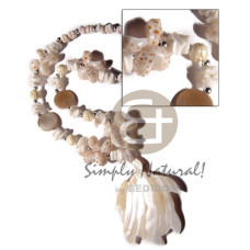 tiger puka shells with white rose, dotted moon shells combination with 60m