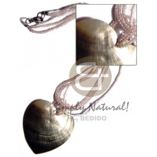 55mm blacklip heart pendant on 3 rows glass cut beads combination  18