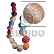 20mm natural white round wood beads wrapped