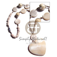 puka tiger on cut beads with 15mm laminated flat round kabibe shel