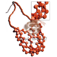 3 graduated rows of 10mm orange coco sidedrill with organza ribbon