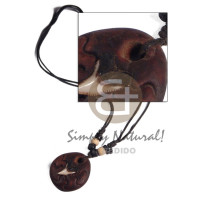 30mm round clay with shark tooth  adjustable black wax cord trib