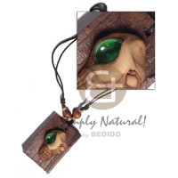clay skull on 60mmx40mm rectangular driftwood with gemstone accen